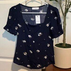 Elodie Dark Blue Floral Blouse